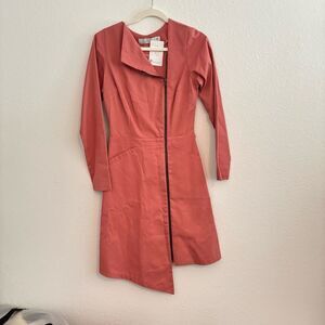 NWT KIM SCHALK Luxury Long sleeve collared Dress with Zipper XS